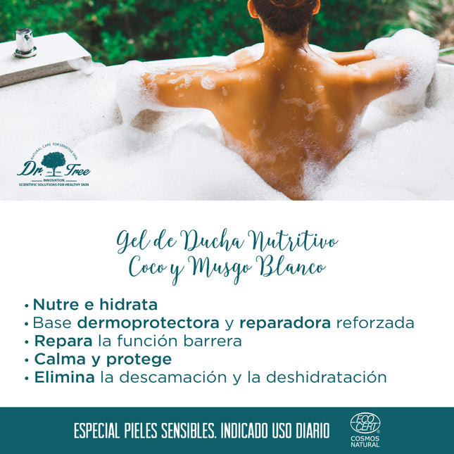 Gel Ducha Nutritivo | Dr Tree Aroma Musgo Blanco y Coco