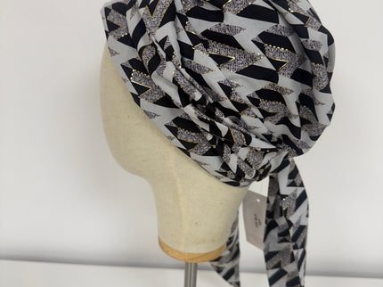 Pañuelo Oncológico Carla Bedia | Zoe Silk Geométrico Plata