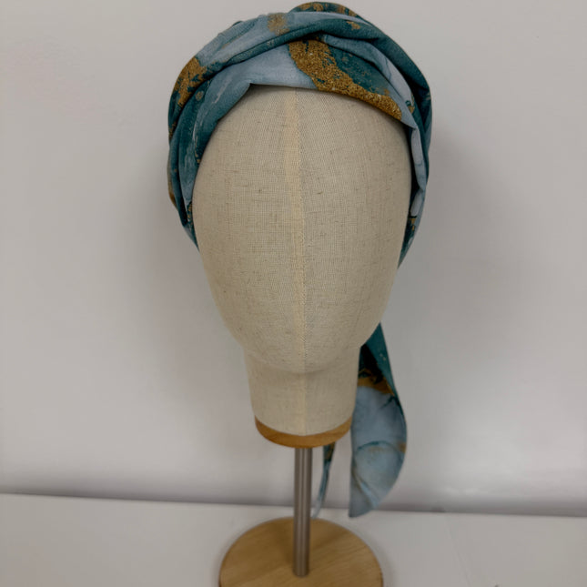 Pañuelo Oncológico Carla Bedia | Zoe Silk Geométrico Plata