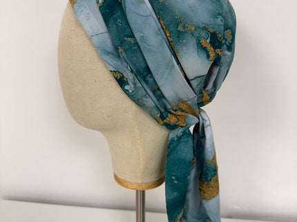 Pañuelo Oncológico Carla Bedia | Zoe Silk Mármol Azul