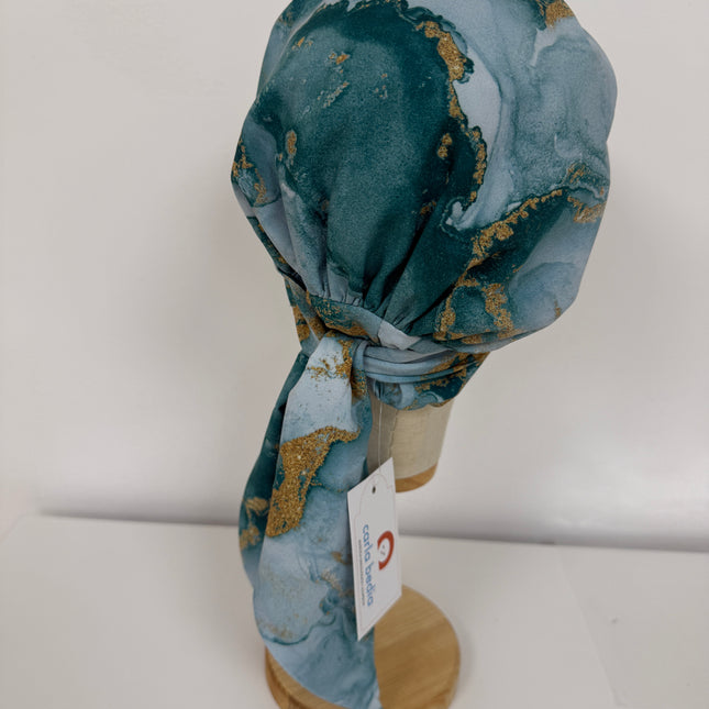 Pañuelo Oncológico Carla Bedia | Zoe Silk Mármol Azul