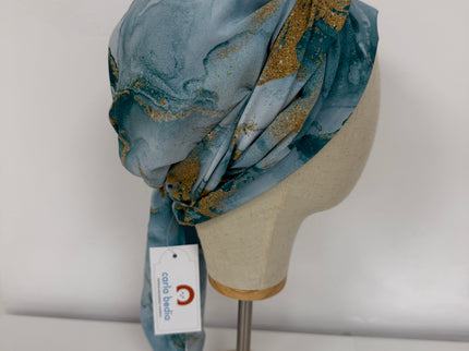 Pañuelo Oncológico Carla Bedia | Zoe Silk Mármol Azul