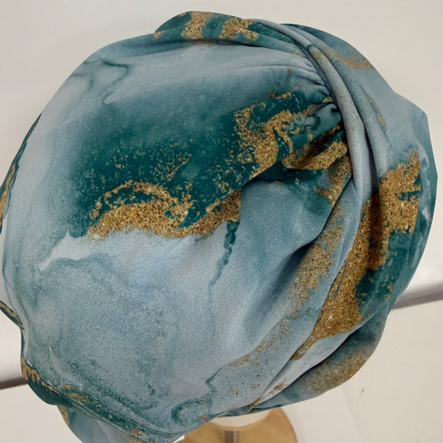 Pañuelo Oncológico Carla Bedia | Zoe Silk Mármol Azul