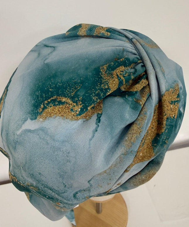 Pañuelo Oncológico Carla Bedia | Zoe Silk Mármol Azul