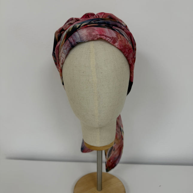 Pañuelo Oncológico Carla Bedia | Zoe Silk Plumas Rosé