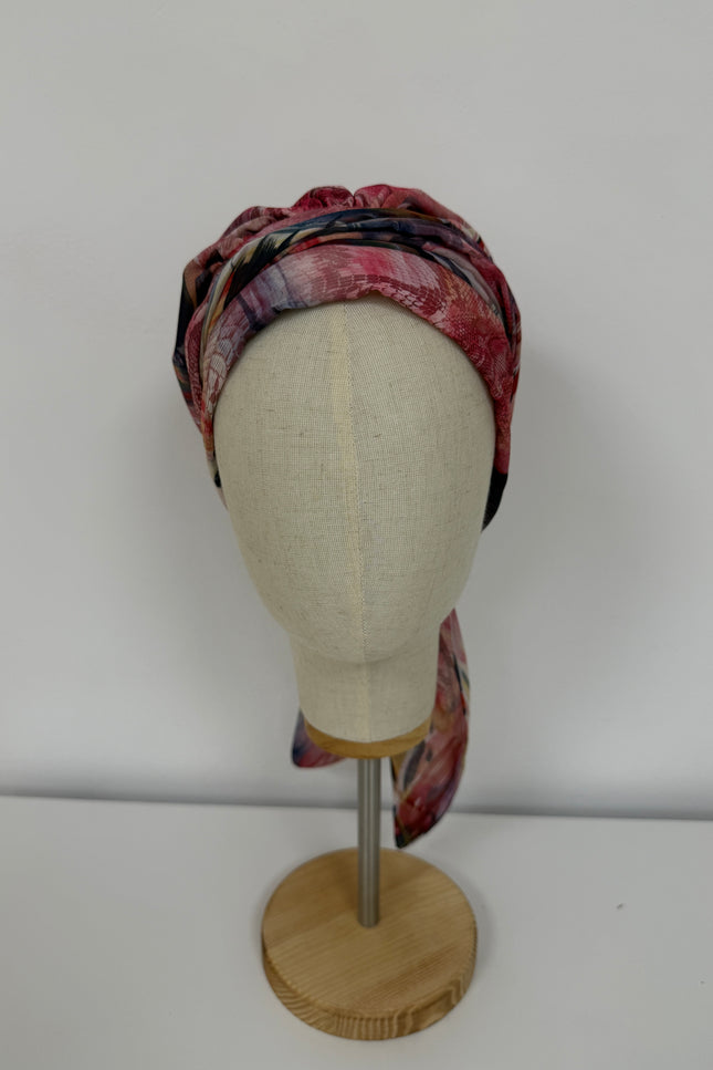 Pañuelo Oncológico Carla Bedia | Zoe Silk Plumas Rosé