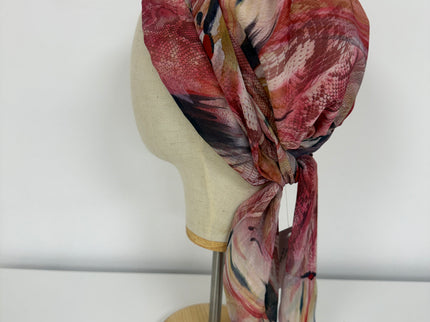 Pañuelo Oncológico Carla Bedia | Zoe Silk Plumas Rosé