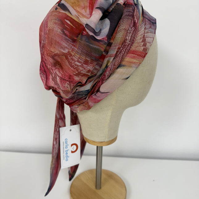 Pañuelo Oncológico Carla Bedia | Zoe Silk Plumas Rosé