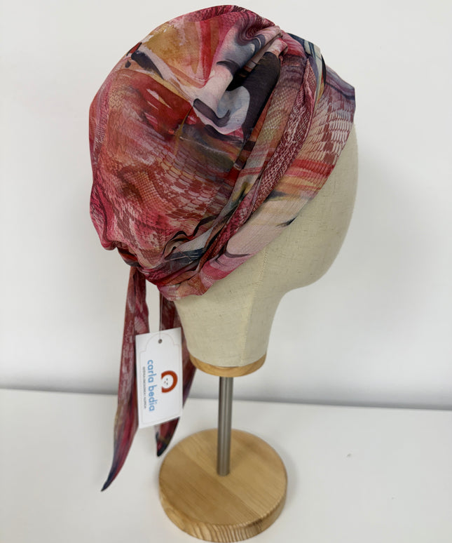 Pañuelo Oncológico Carla Bedia | Zoe Silk Plumas Rosé