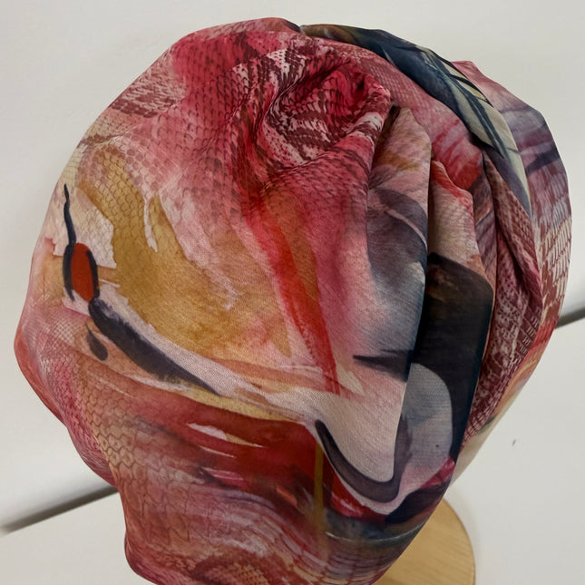 Pañuelo Oncológico Carla Bedia | Zoe Silk Plumas Rosé