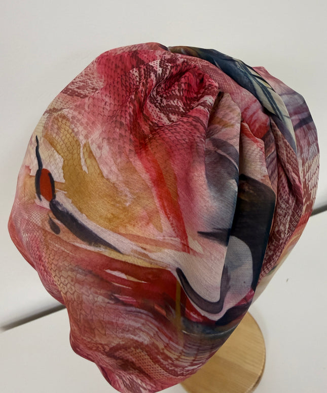 Pañuelo Oncológico Carla Bedia | Zoe Silk Plumas Rosé