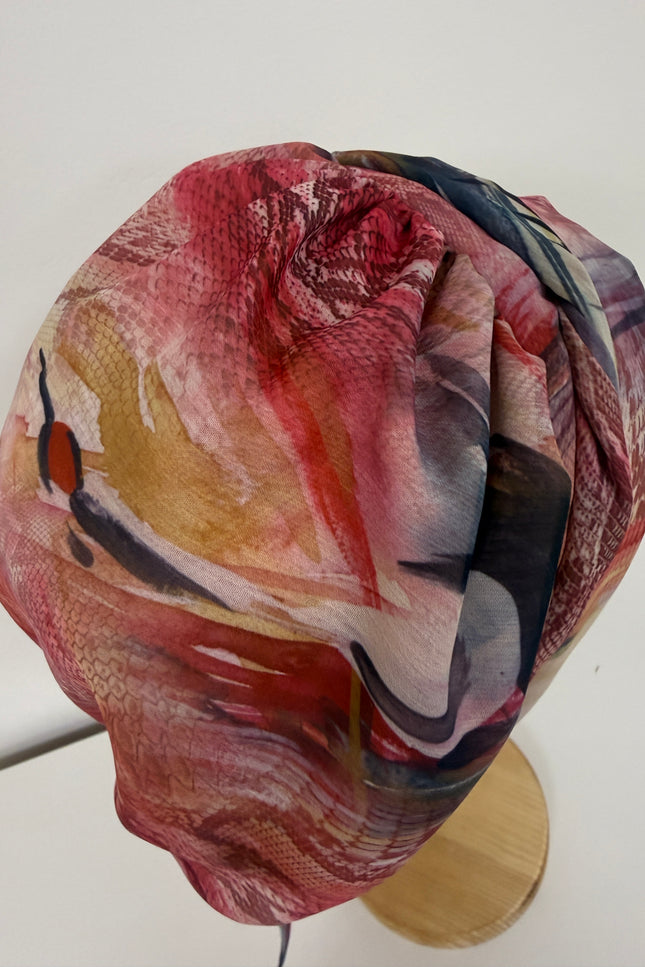 Pañuelo Oncológico Carla Bedia | Zoe Silk Plumas Rosé