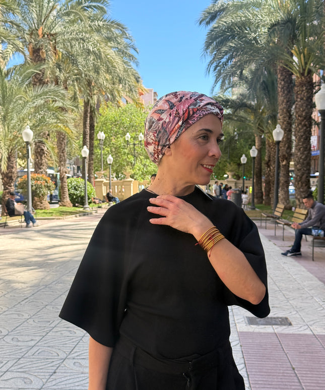 Pañuelo Oncológico Carla Bedia | Sue Floral Rosa