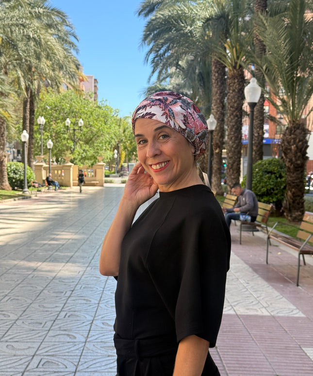 Pañuelo Oncológico Carla Bedia | Sue Floral Rosa