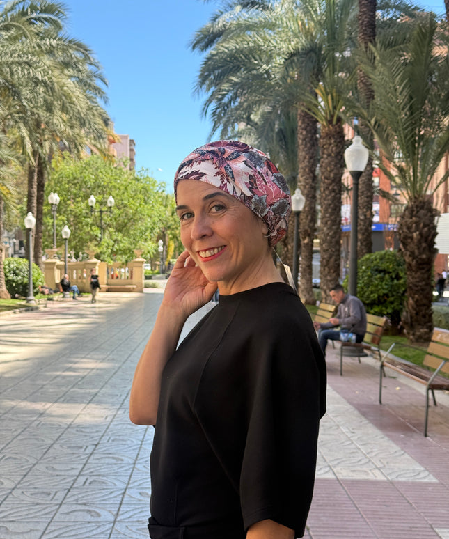 Pañuelo Oncológico Carla Bedia | Sue Floral Rosa