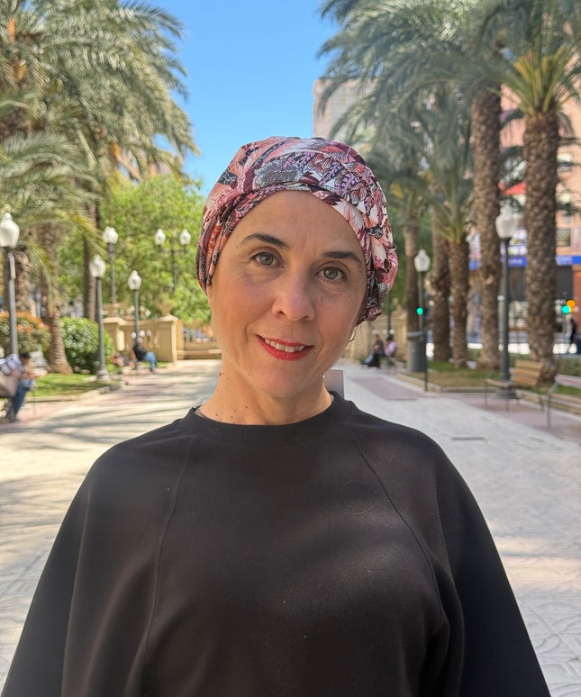 Pañuelo Oncológico Carla Bedia | Sue Floral Rosa