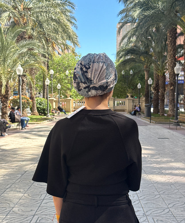 Pañuelo Oncológico Carla Bedia | Sue Abstract Beige Azul