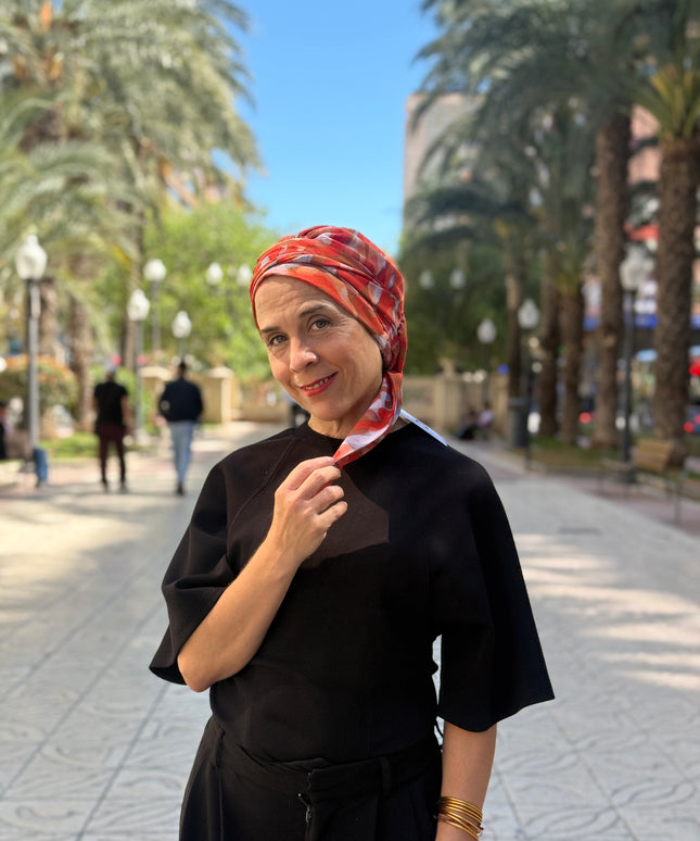 añuelo Oncológico Carla Bedia | Zoe Silk Acuarela Terracota