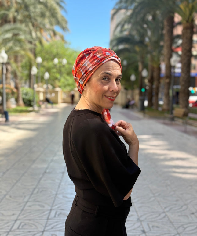 añuelo Oncológico Carla Bedia | Zoe Silk Acuarela Terracota