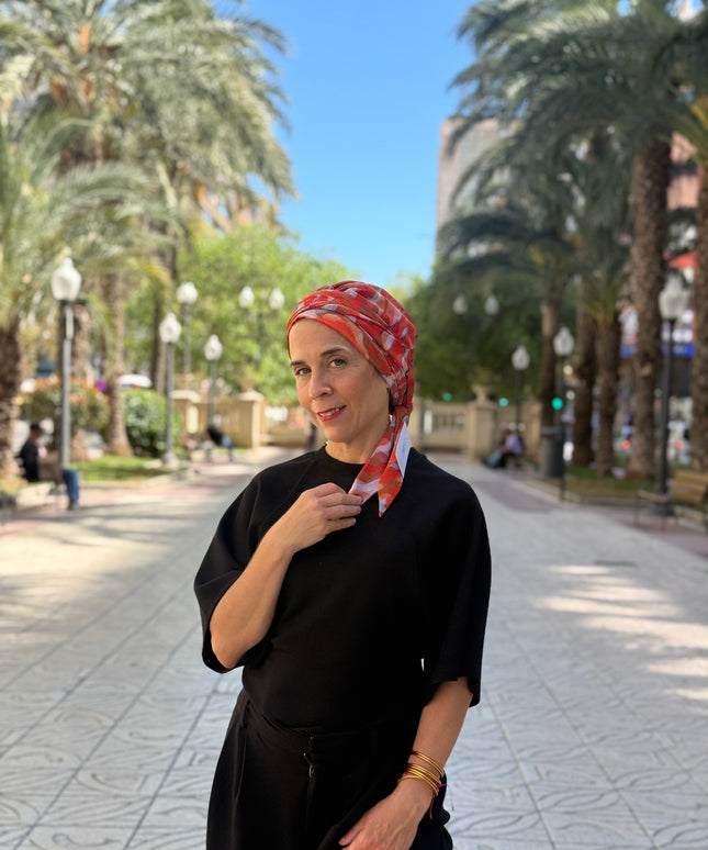 añuelo Oncológico Carla Bedia | Zoe Silk Acuarela Terracota