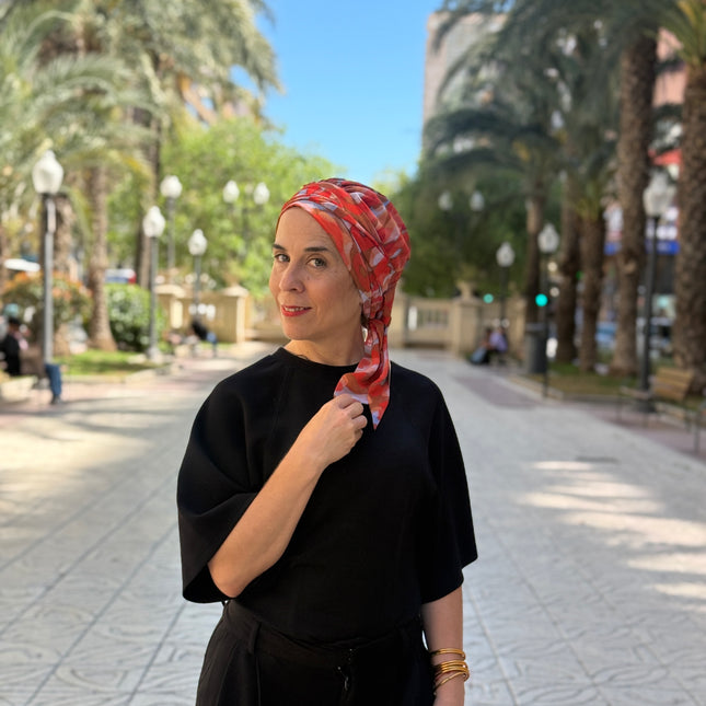 añuelo Oncológico Carla Bedia | Zoe Silk Acuarela Terracota