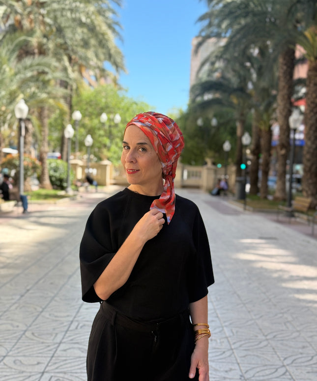 añuelo Oncológico Carla Bedia | Zoe Silk Acuarela Terracota