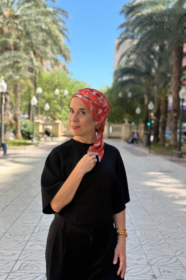 añuelo Oncológico Carla Bedia | Zoe Silk Acuarela Terracota