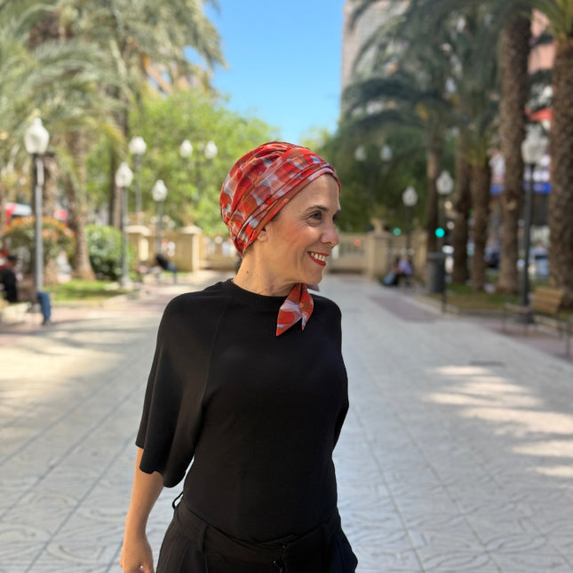 añuelo Oncológico Carla Bedia | Zoe Silk Acuarela Terracota