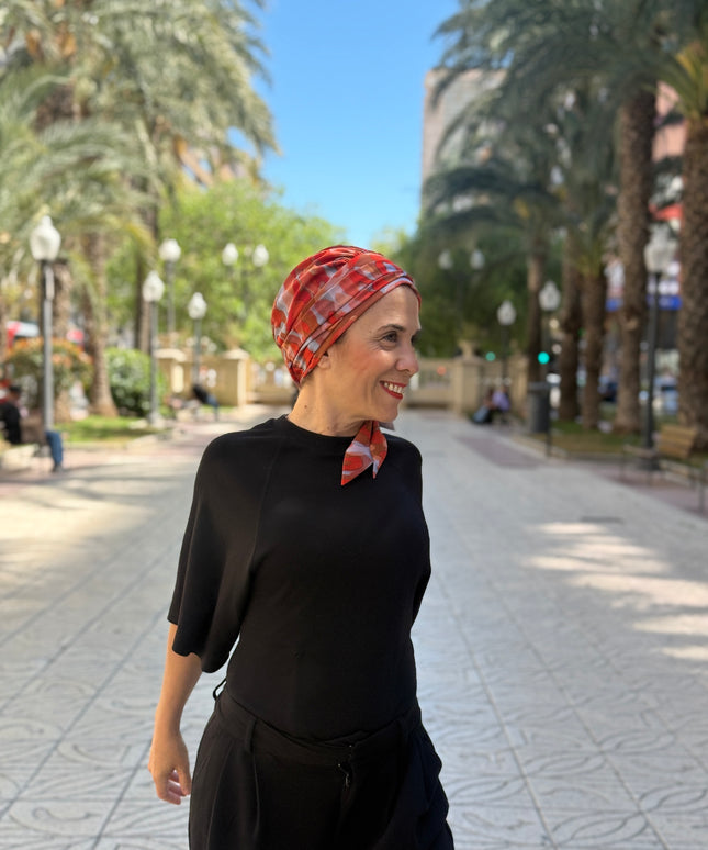 añuelo Oncológico Carla Bedia | Zoe Silk Acuarela Terracota