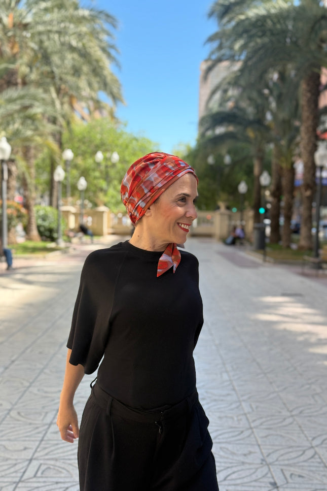 añuelo Oncológico Carla Bedia | Zoe Silk Acuarela Terracota