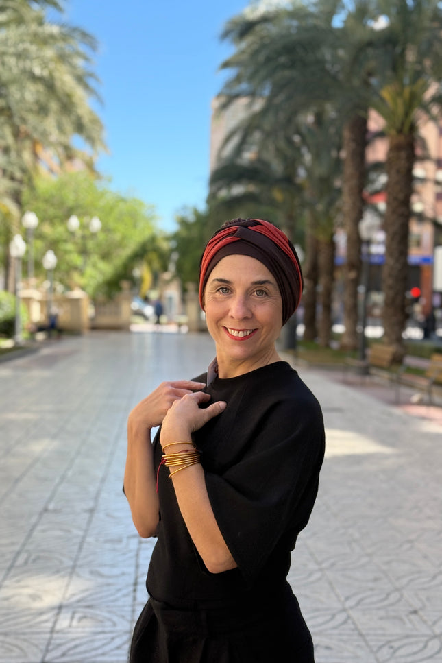 Pañuelo Oncológico Carla Bedia | Gala Chocolate Teja