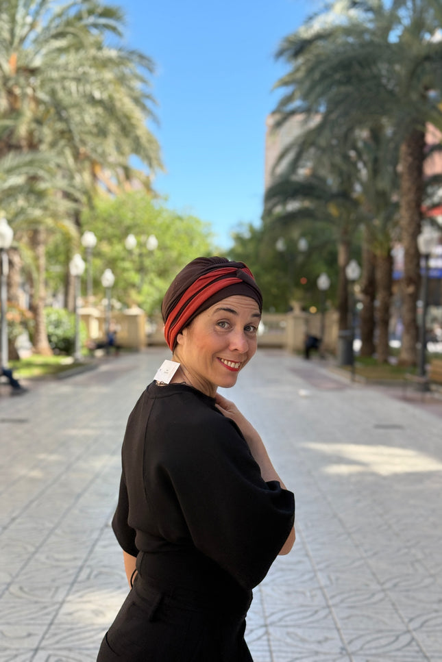 Pañuelo Oncológico Carla Bedia | Gala Chocolate Teja