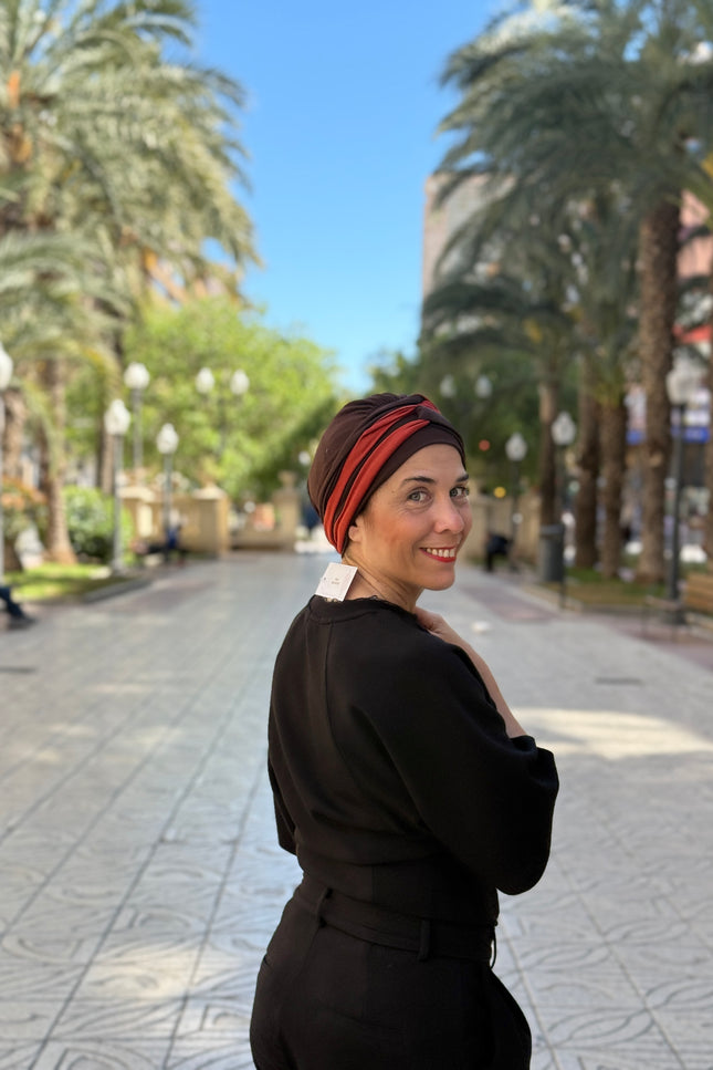 Pañuelo Oncológico Carla Bedia | Gala Chocolate Teja