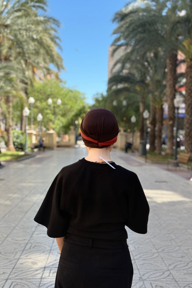 Pañuelo Oncológico Carla Bedia | Gala Chocolate Teja