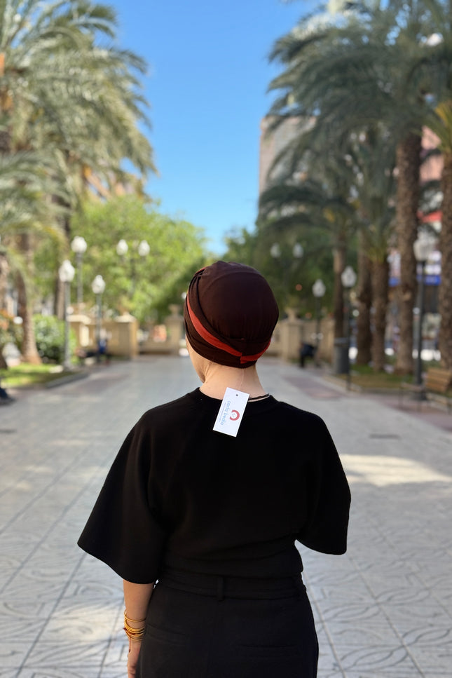 Pañuelo Oncológico Carla Bedia | Gala Chocolate Teja