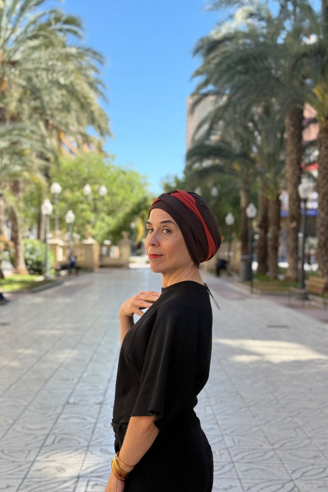 Pañuelo Oncológico Carla Bedia | Gala Chocolate Teja