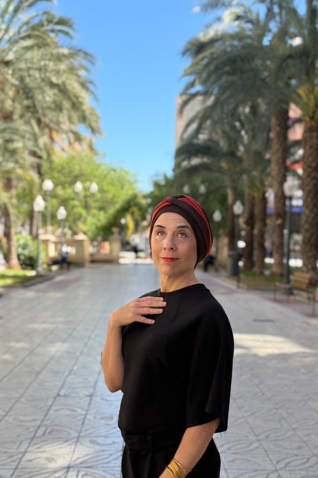 Pañuelo Oncológico Carla Bedia | Gala Chocolate Teja