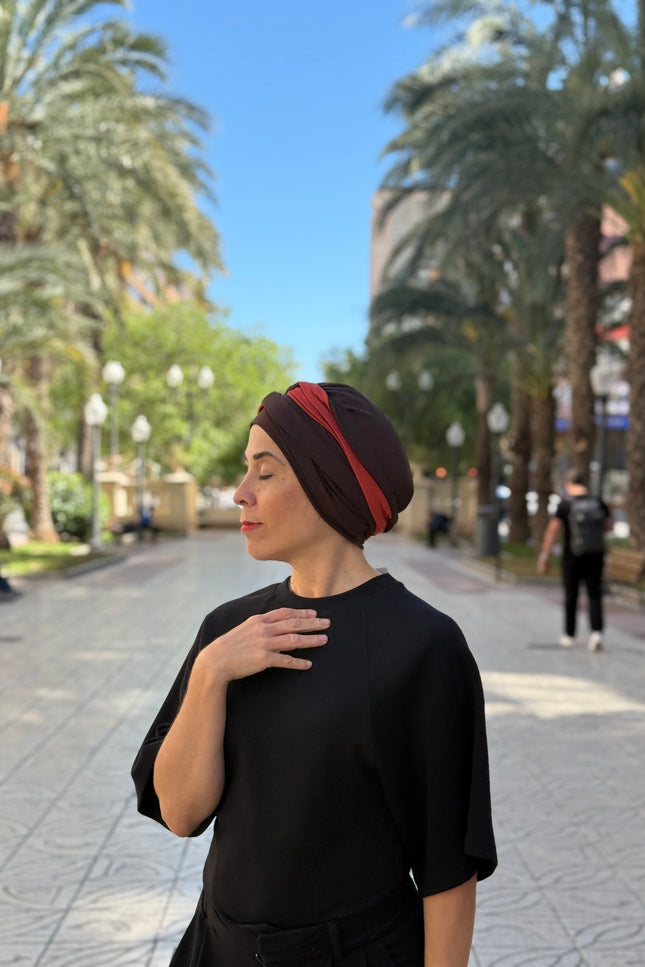 Pañuelo Oncológico Carla Bedia | Gala Chocolate Teja