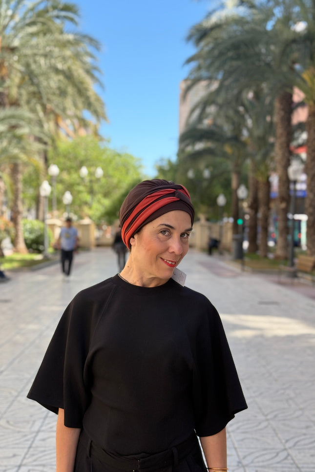 Pañuelo Oncológico Carla Bedia | Gala Chocolate Teja