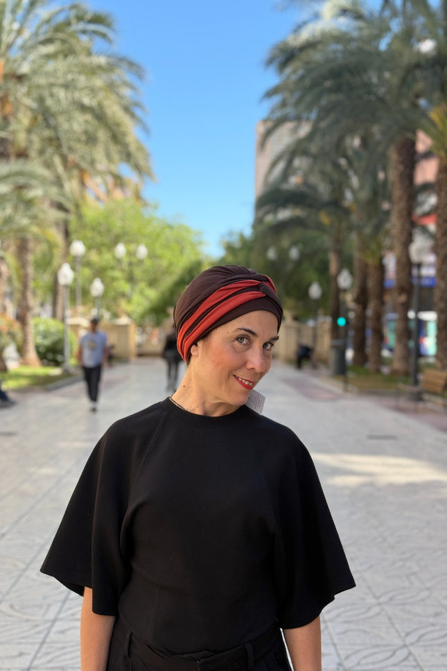 Pañuelo Oncológico Carla Bedia | Gala Chocolate Teja