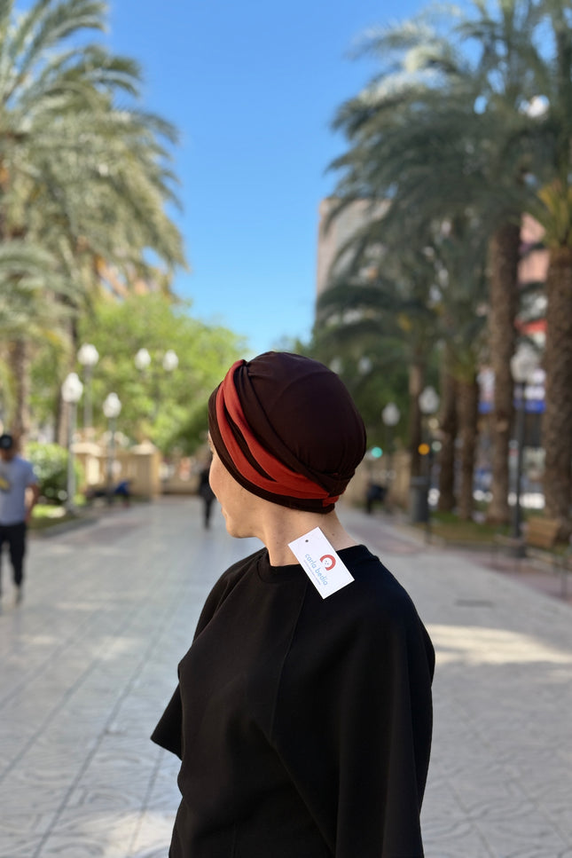 Pañuelo Oncológico Carla Bedia | Gala Chocolate Teja