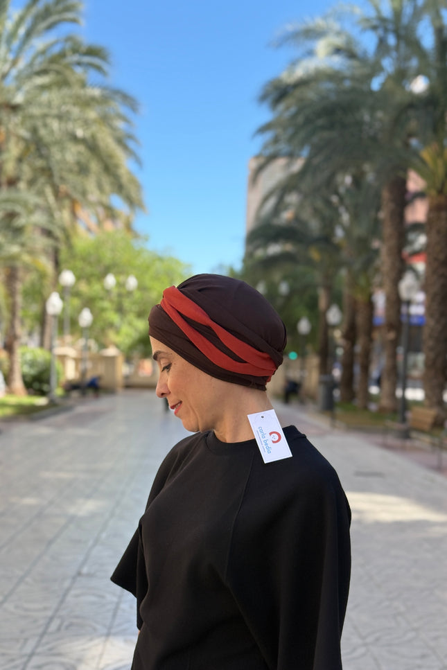 Pañuelo Oncológico Carla Bedia | Gala Chocolate Teja