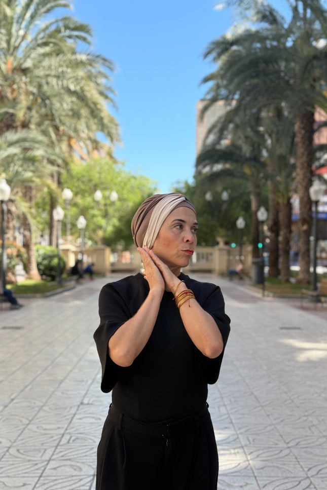 Pañuelo Oncológico Carla Bedia | Gala Beige Taupe