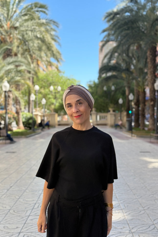 Pañuelo Oncológico Carla Bedia | Gala Beige Taupe