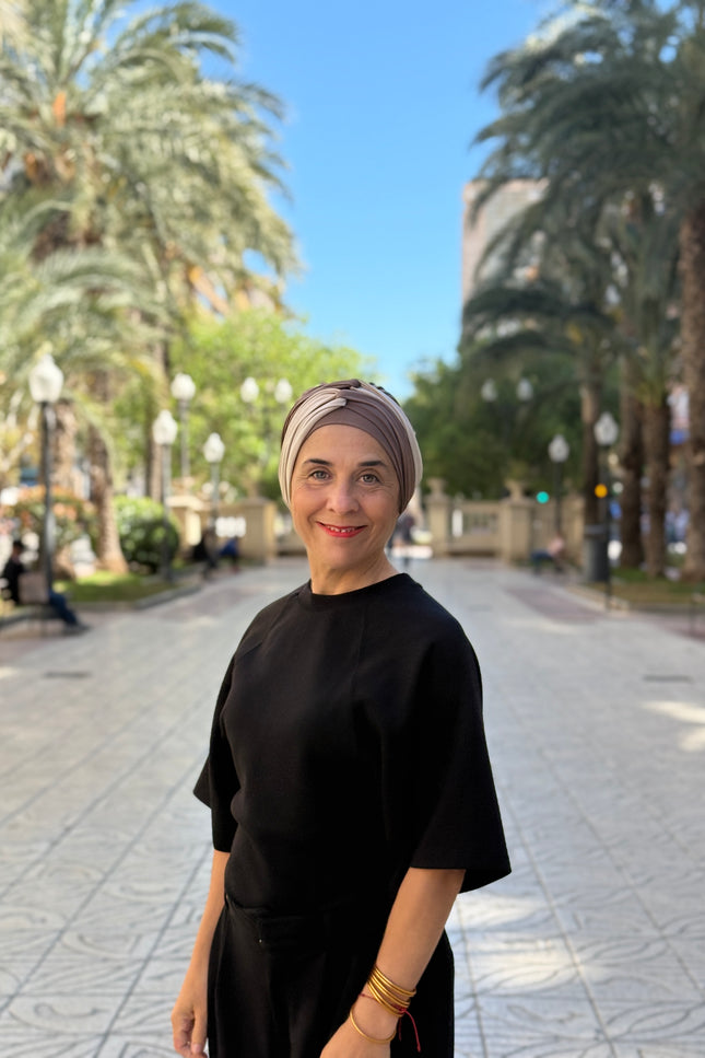 Pañuelo Oncológico Carla Bedia | Gala Beige Taupe