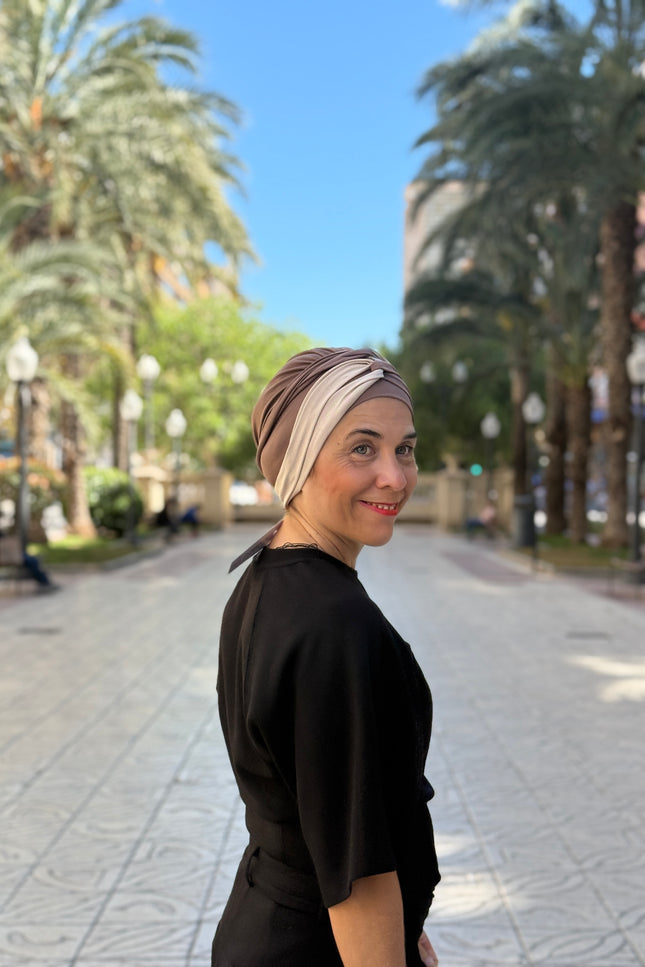 Pañuelo Oncológico Carla Bedia | Gala Beige Taupe