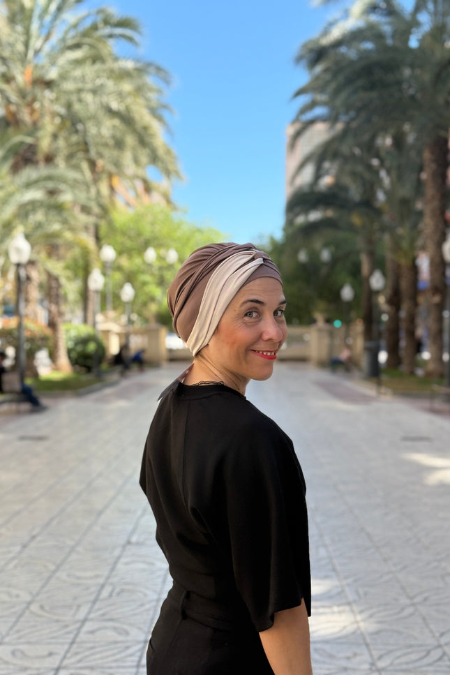 Pañuelo Oncológico Carla Bedia | Gala Beige Taupe