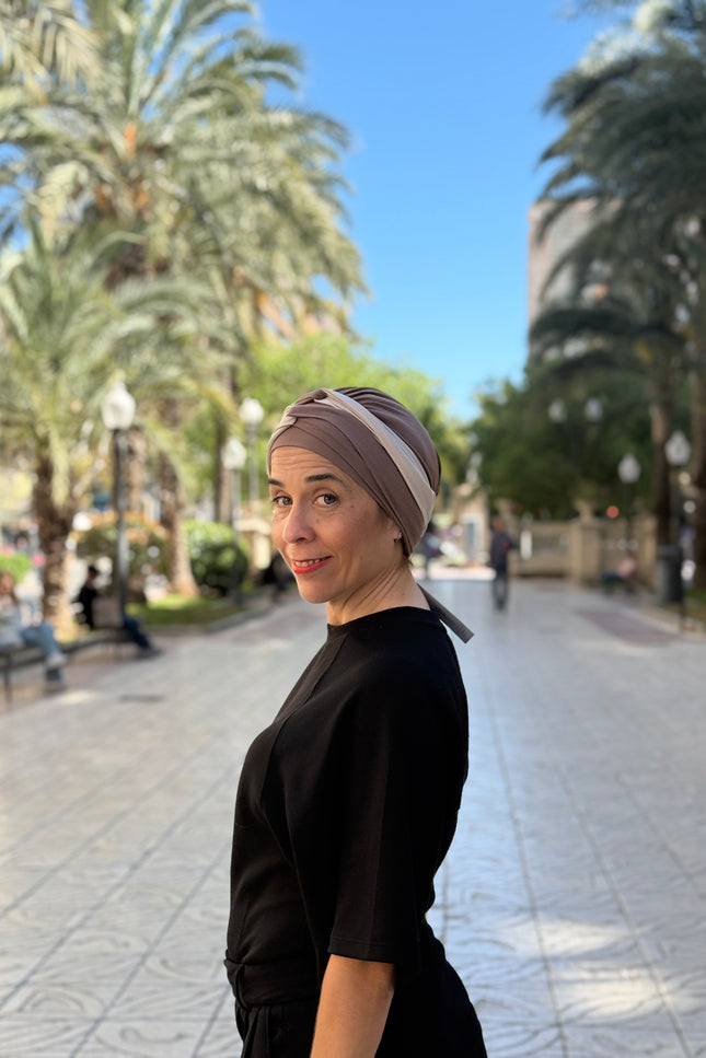 Pañuelo Oncológico Carla Bedia | Gala Beige Taupe