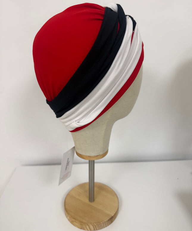 Pañuelo Oncológico Carla Bedia | Gala Tricolor Rojo Marino