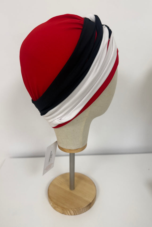 Pañuelo Oncológico Carla Bedia | Gala Tricolor Rojo Marino